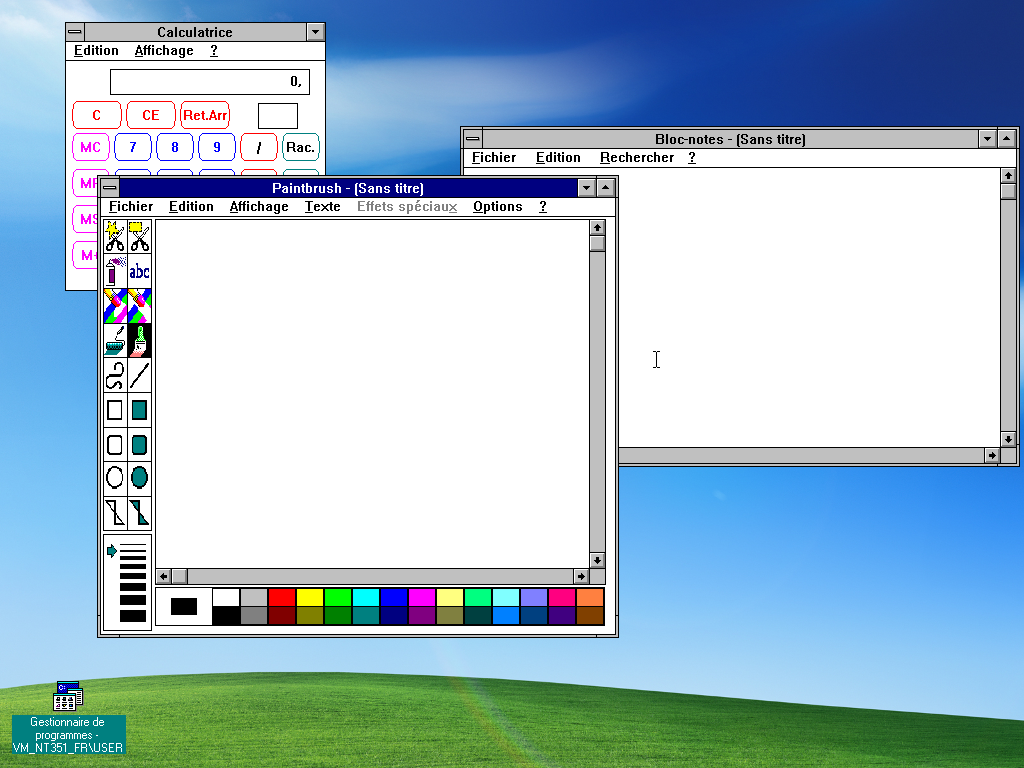 Applications livrées avec NT