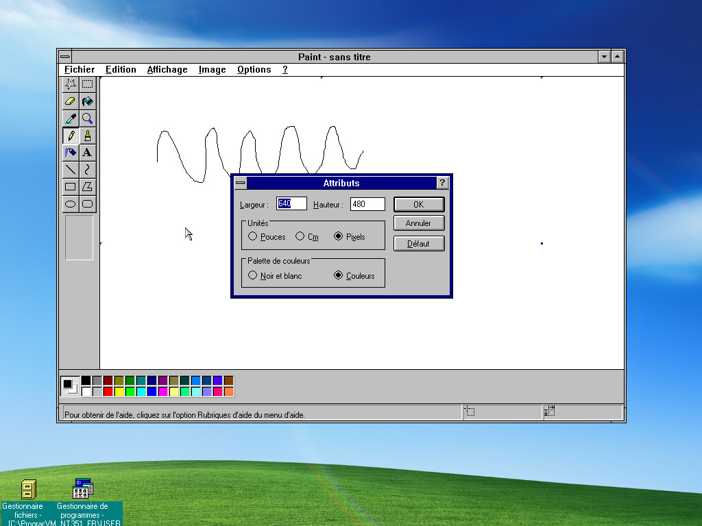 Attributs de l'image sous Paint